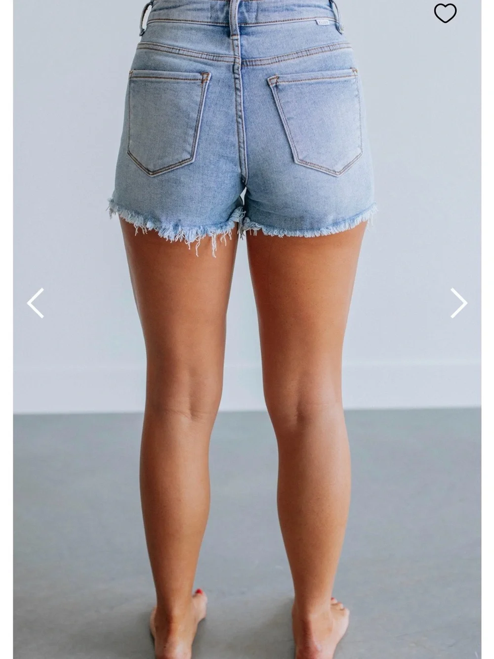 High-Rise Light Blue Distressed Denim Shorts - Picture 3 of 6